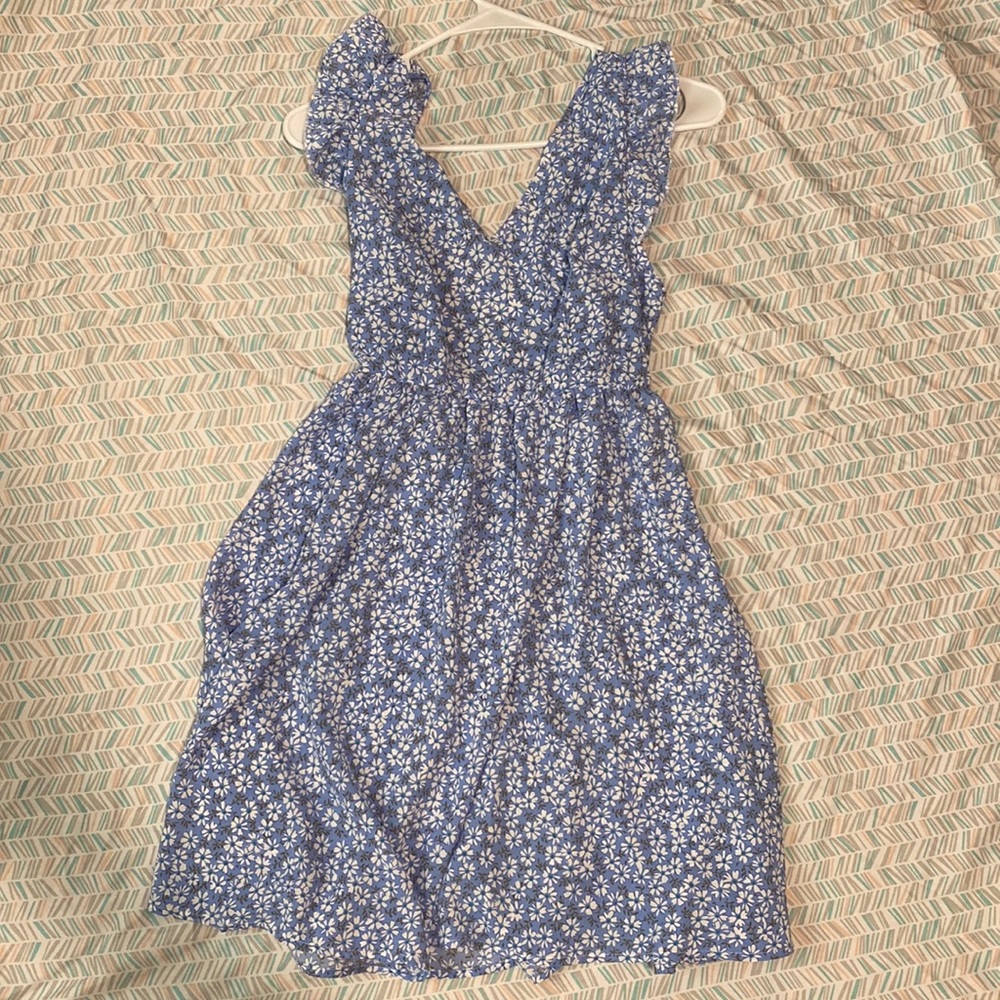 Frenchy Ditsy Floral backless knot ruffle trim dress